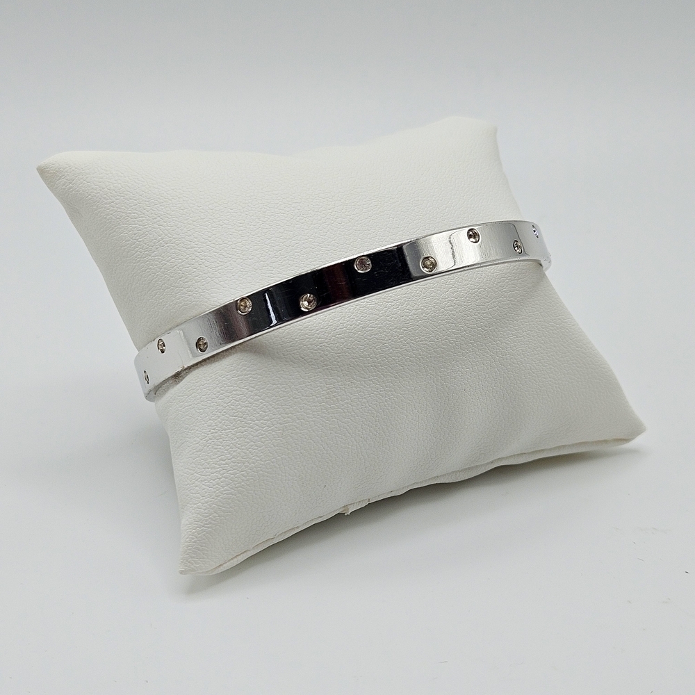 Swarovski 24 Clear Crystal Silver Tone Bangle Bracelet Swan